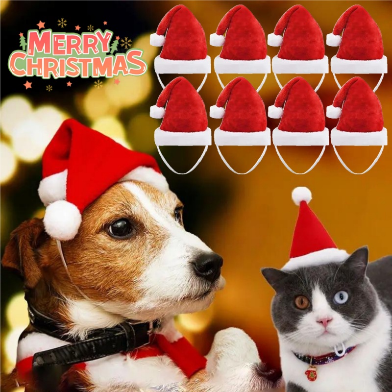 Santa Hat Plush - Kerst huisdier kerstmuts rode pluche zachte