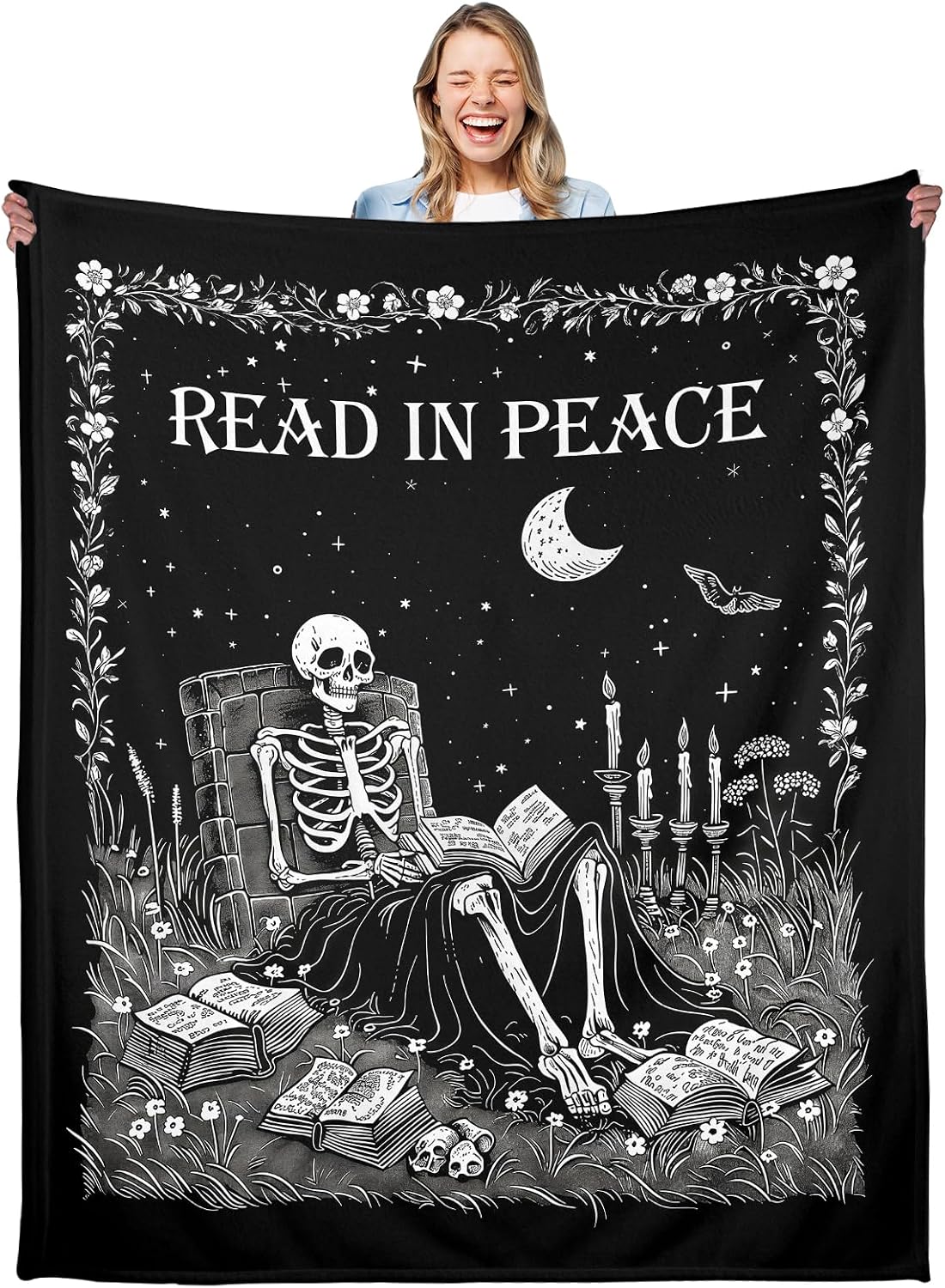 Christmas Throw Blanket - Gotische Spookleesdeken, Skeletleesdekens voor Vrouwen en
