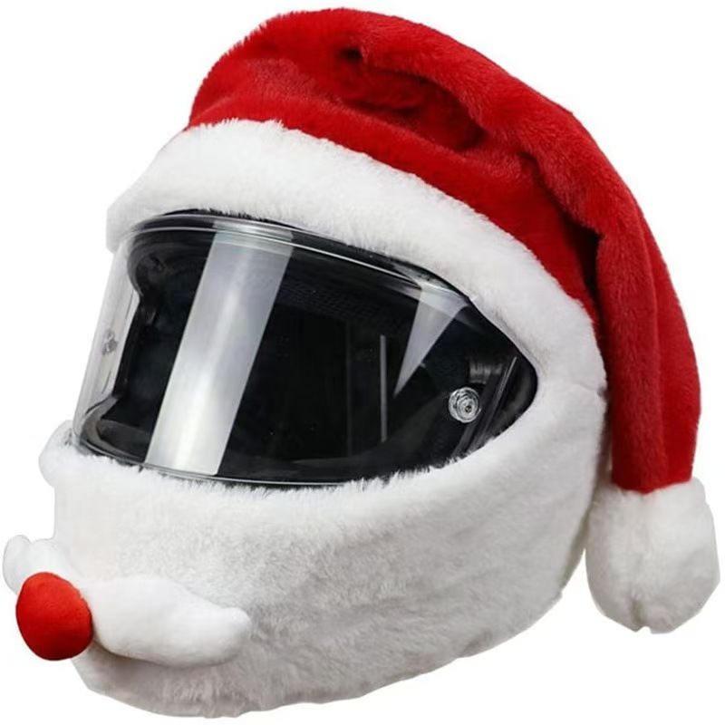 Santa Hat Plush - Kerstmanhelmhoes van pluche, winddichte helmhoes voor