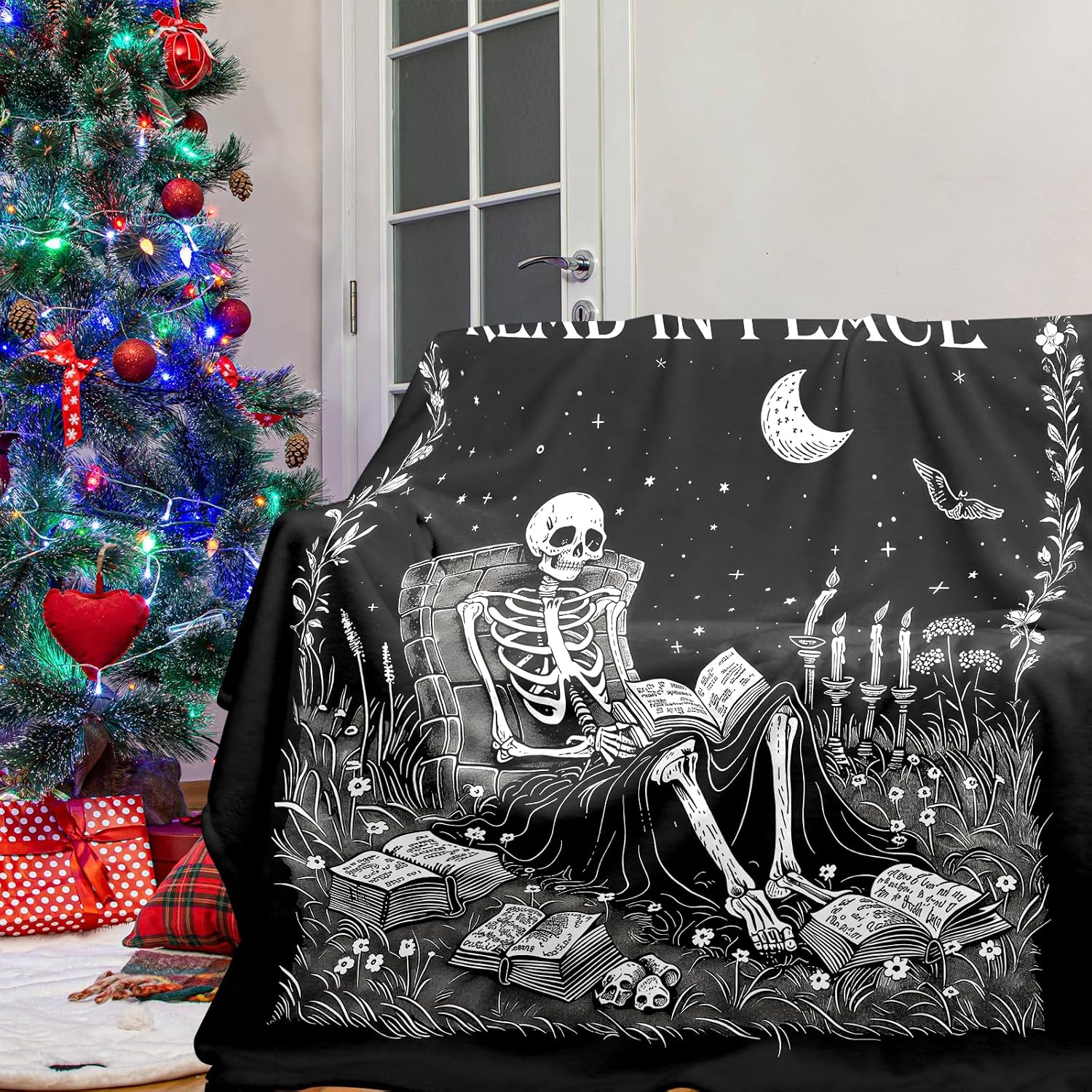 Gotische Spookleesdeken, Skele - Christmas Throw Blanket recensie en prijs